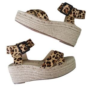 Sole Society Womens Audrina‎ Platform Espadrille Sandals Size 7.5 Leopard Print